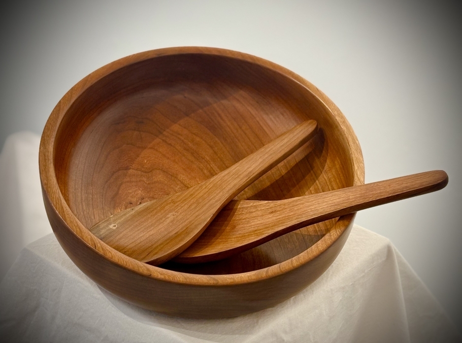 Cherry Salad Bowl with tongs