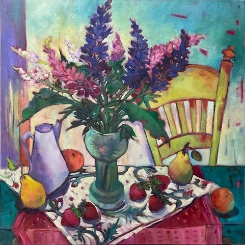 Country Garden Lupines 24x24 oil